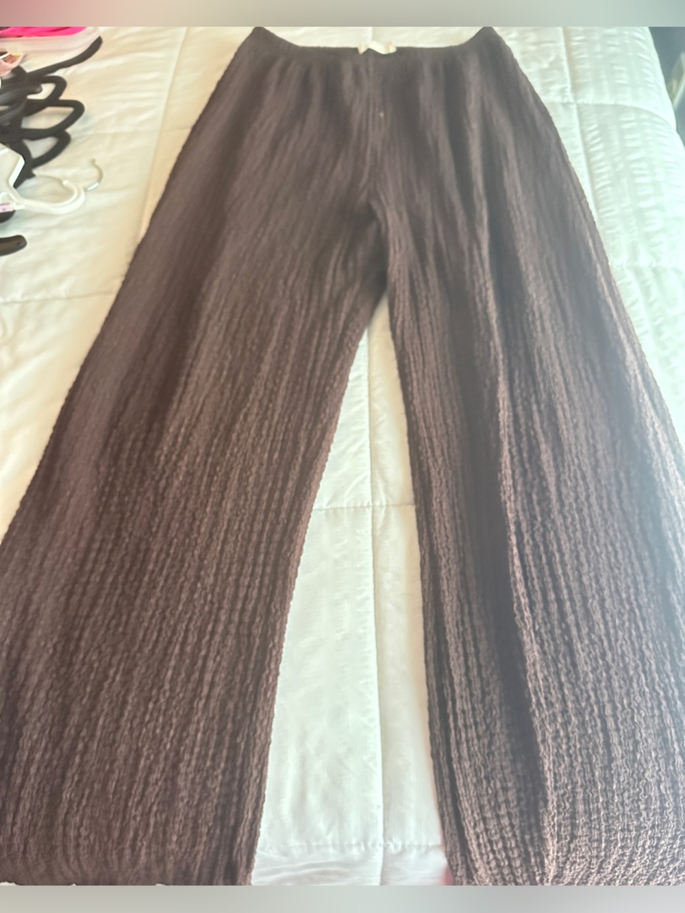 Women's Wide-Leg Ribbed Knit Pants - Brown